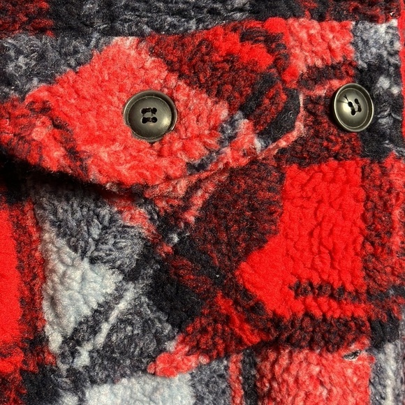 Cozy Red and Blue Sherpa Shacket! NWOT! - Picture 2 of 4